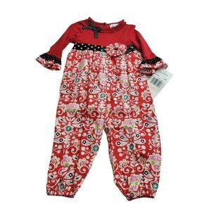 Rare Editions floral Christmas romper 2T